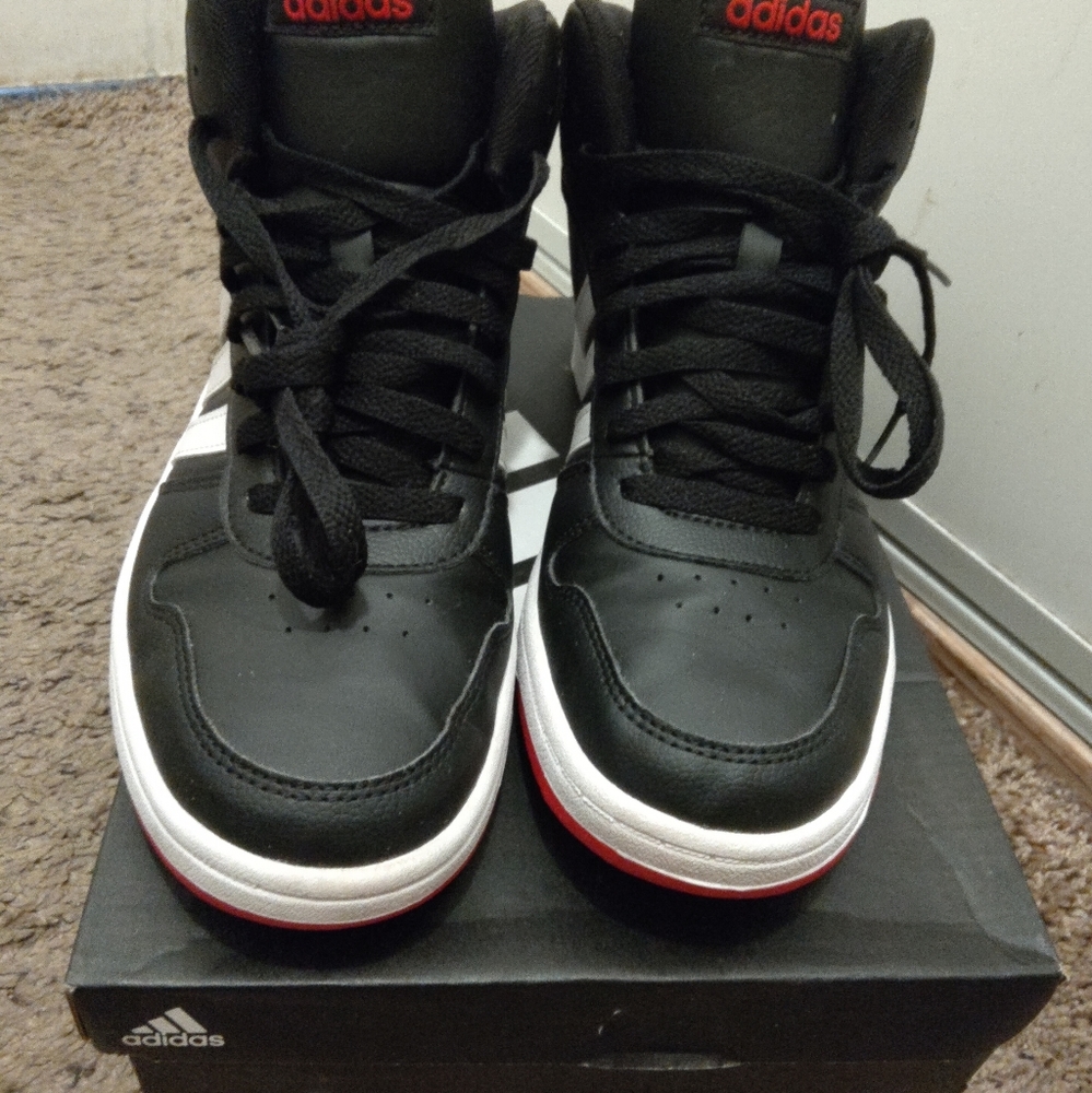 Adidas Mens Hoops 2.0 Mid FY8618 Black Basketball Shoes Sneakers Size 7